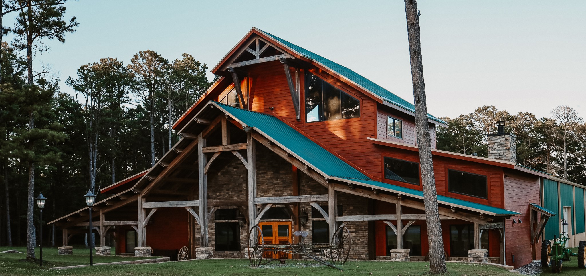 exterior of Back In The Pines wedding venue