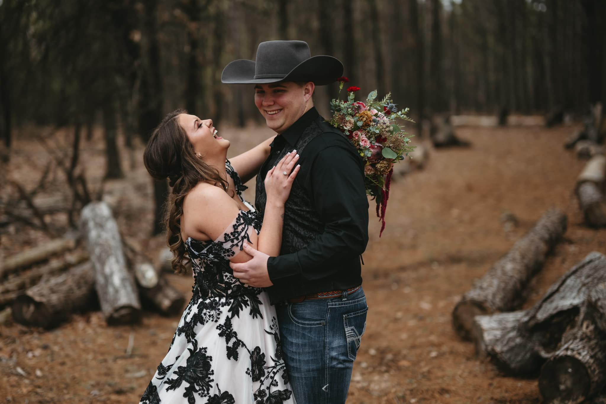 western bride and groom