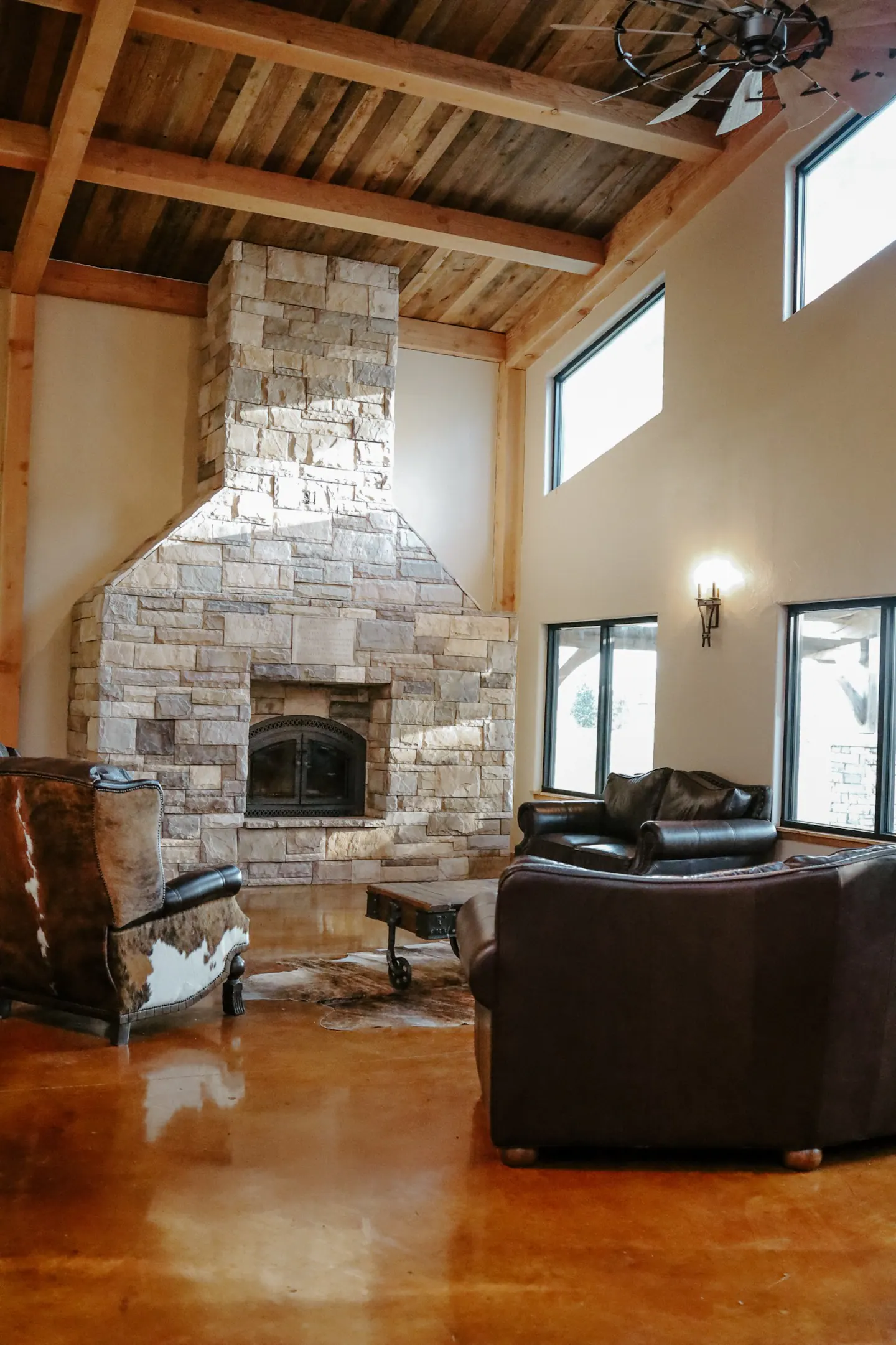 large stone fireplace